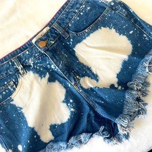 Bleached Denim Shorts